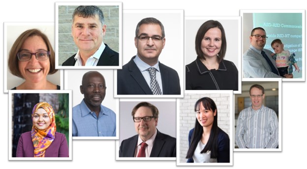 MacART members presenting at the Canadian Autism Leadership Summit 2020. From top left to right: Irene O’Connor, Jean-Eric Tarride, Stelios Georgiades, Terry Bennett, Mackenzie Salt. From bottom left to right: Ayesha Siddiqua, Eric Duku, Peter Szatmari, Linda Nguyen, Steve Gentles.